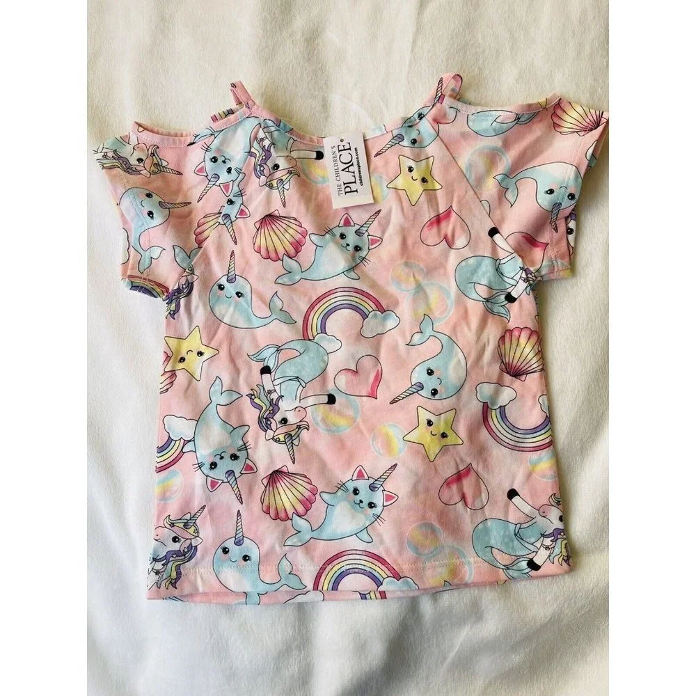 The Children's Place Short Sleeve Print Cold Shoulder Top Size XS